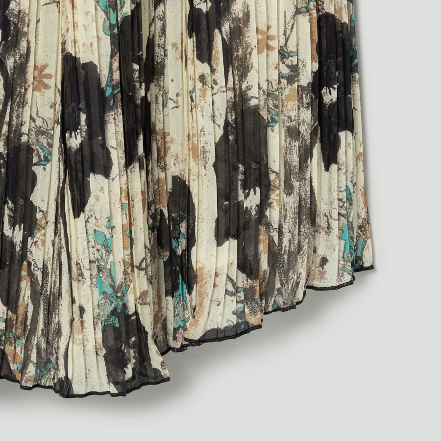 GANNI Printed Pleats Smock Midi Straps Dress - Afterglow