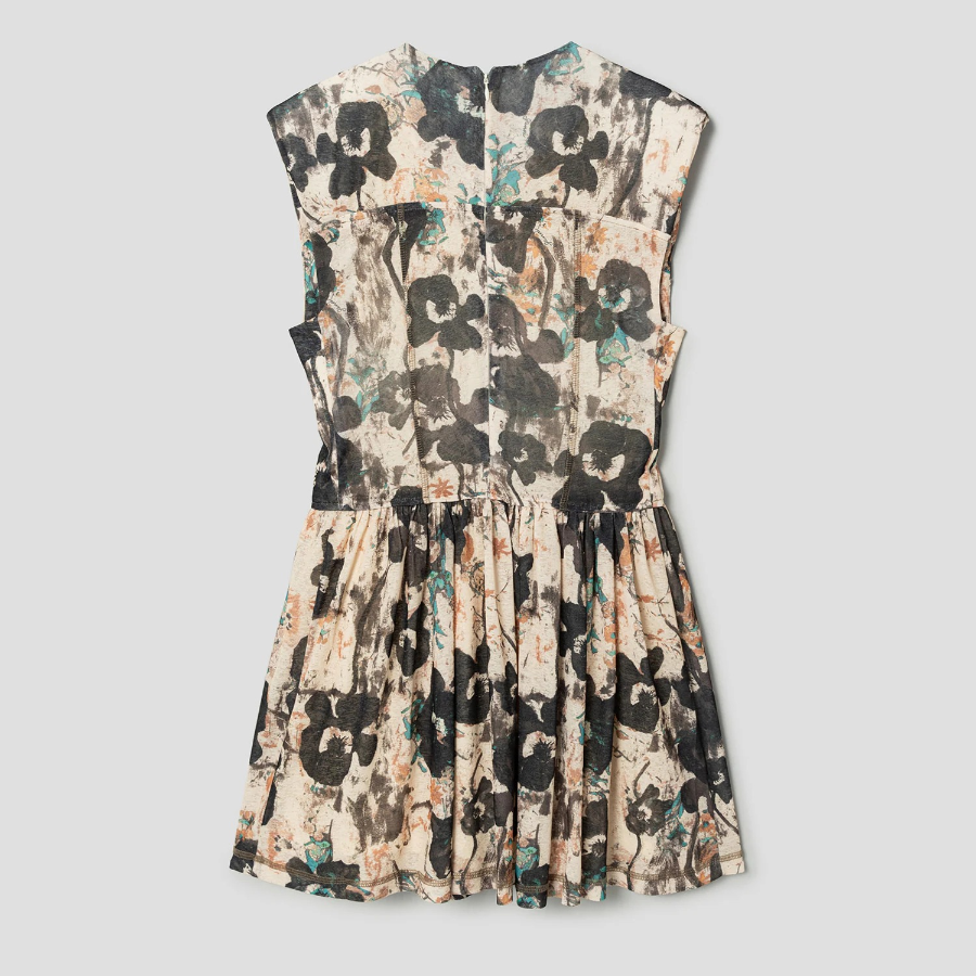 GANNI Printed Marl Mesh Corset Mini Dress - Afterglow