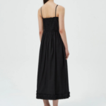 GANNI Cotton Poplin Strap Long Dress - Black
