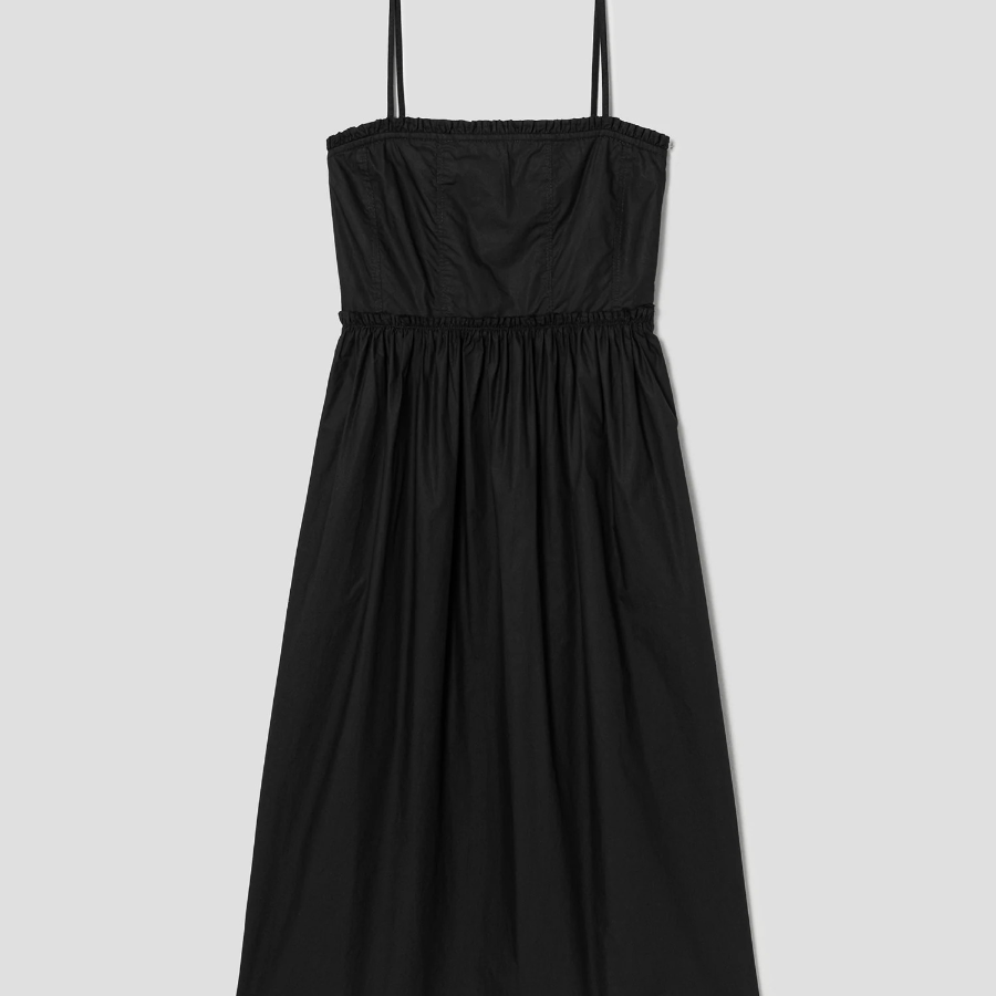 GANNI Cotton Poplin Strap Long Dress - Black