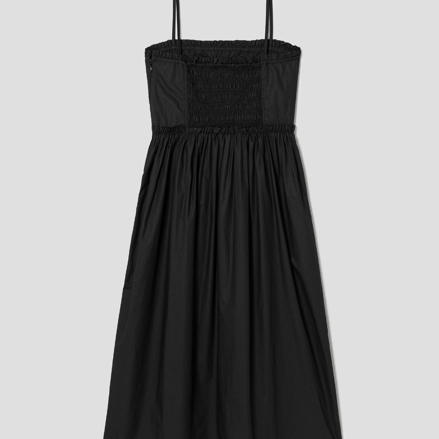 GANNI Cotton Poplin Strap Long Dress - Black