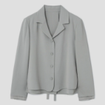 KUHO [Edit] Tension Rayon Blend Button-Up Blouse - Khaki