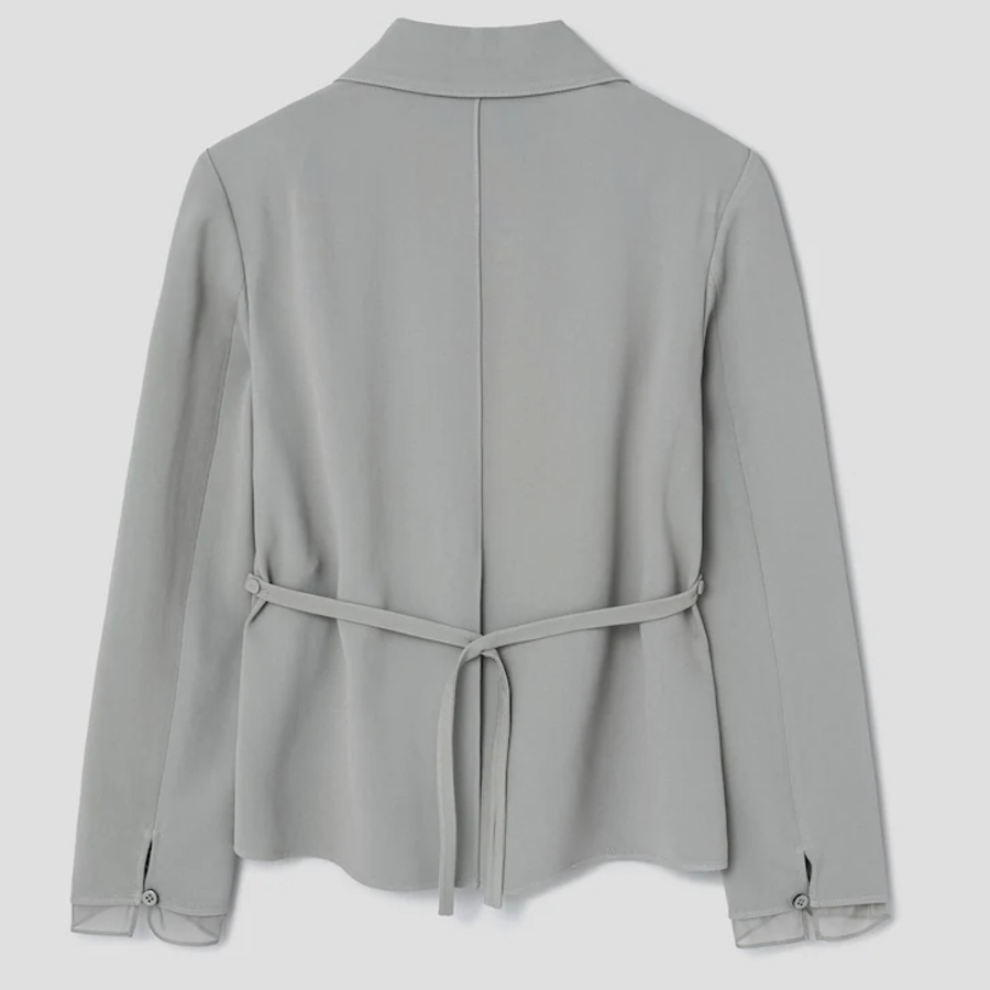 KUHO [Edit] Tension Rayon Blend Button-Up Blouse - Khaki