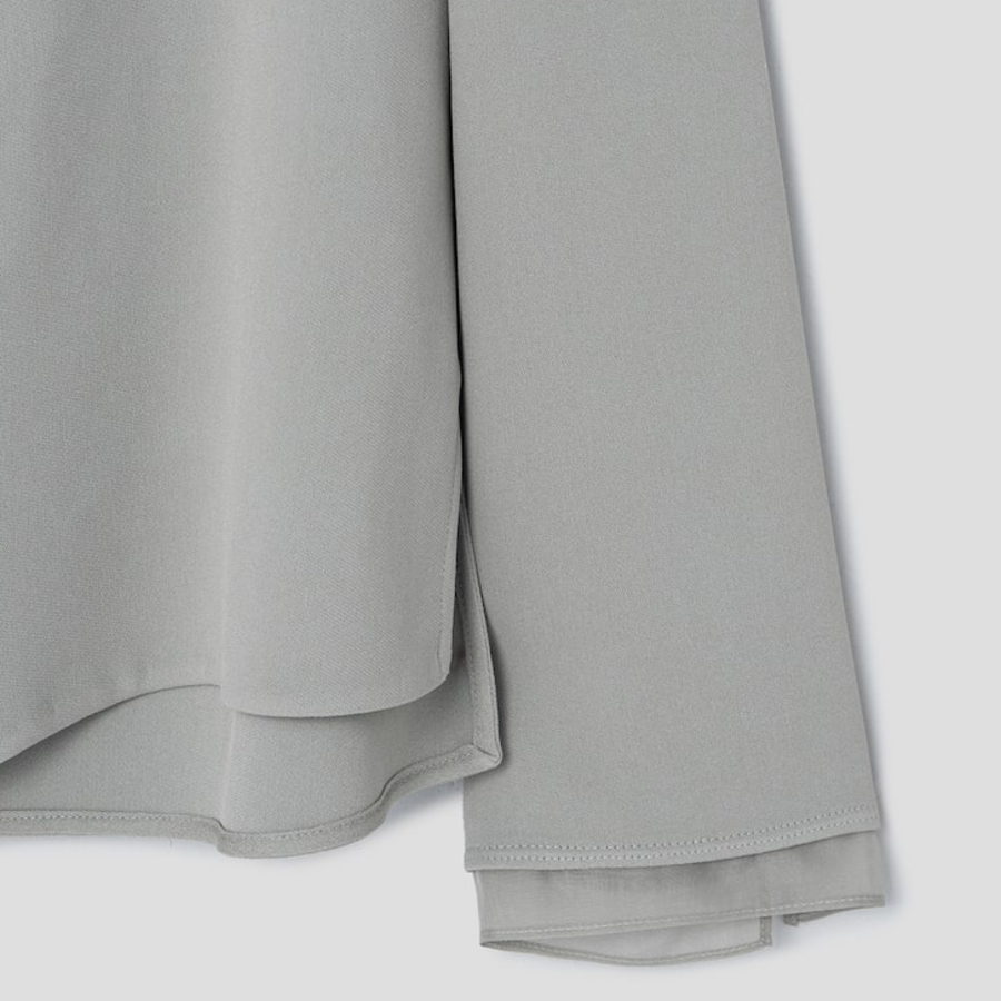 KUHO [Edit] Tension Rayon Blend Button-Up Blouse - Khaki