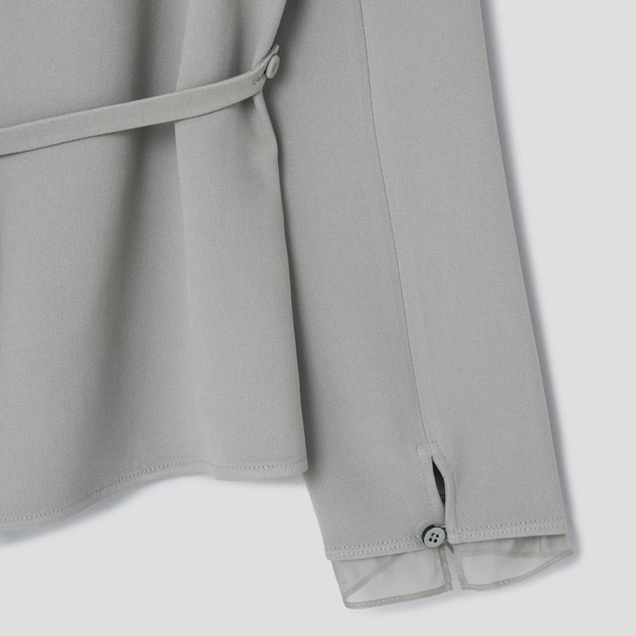 KUHO [Edit] Tension Rayon Blend Button-Up Blouse - Khaki