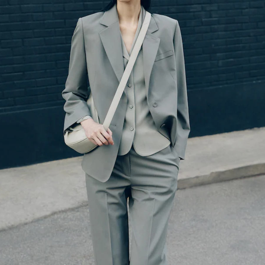 KUHO [Edit] Tension Rayon Blend Button-Up Blouse - Khaki