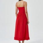 GANNI Cotton Poplin Strap Long Dress - Racing Red