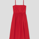 GANNI Cotton Poplin Strap Long Dress - Racing Red