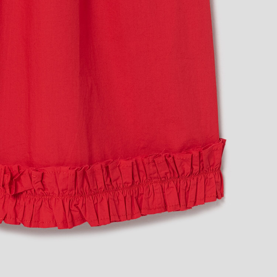 GANNI Cotton Poplin Strap Long Dress - Racing Red