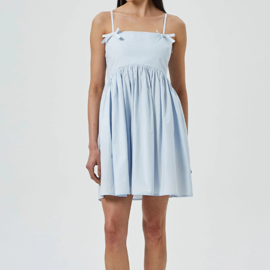 GANNI [EXCLUSIVE] Cotton Poplin Strap Dress - Heather