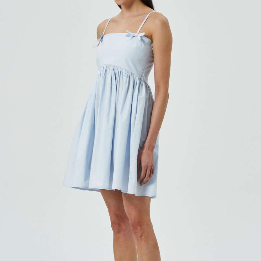 GANNI [EXCLUSIVE] Cotton Poplin Strap Dress - Heather