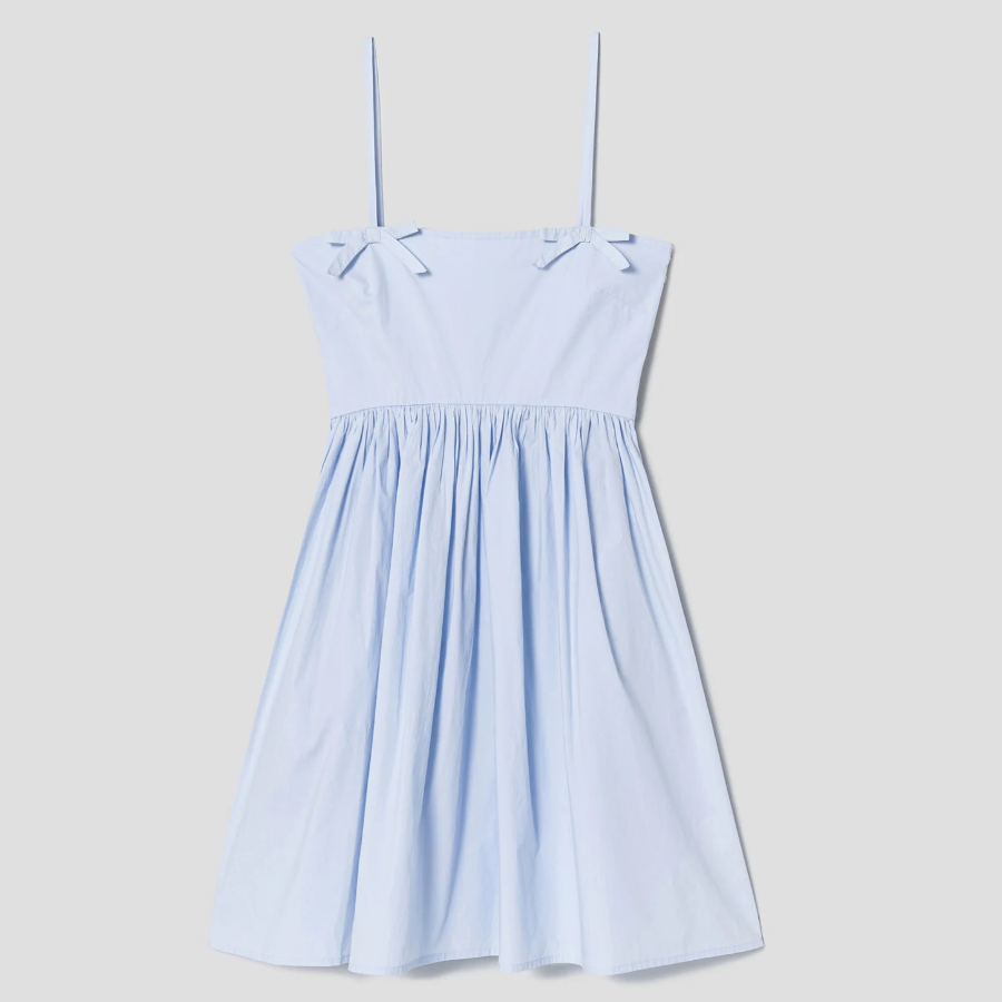 GANNI [EXCLUSIVE] Cotton Poplin Strap Dress - Heather