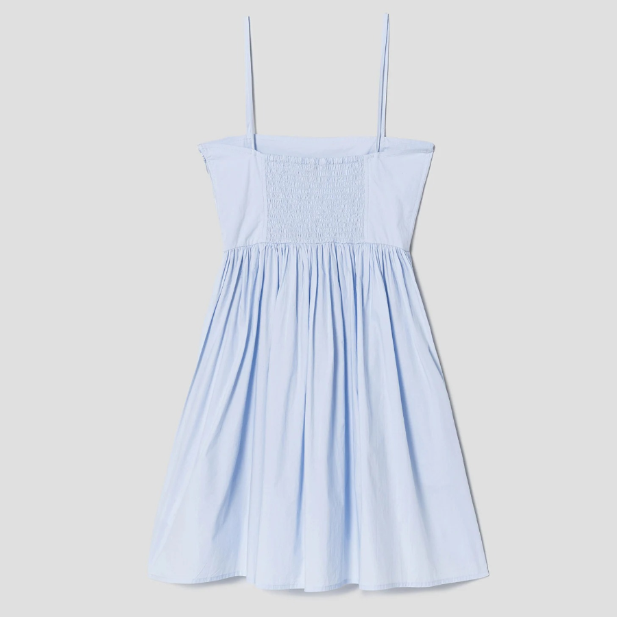GANNI [EXCLUSIVE] Cotton Poplin Strap Dress - Heather