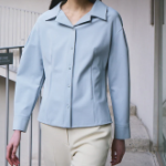 KUHO Open Collar Blouse - Sky Blue