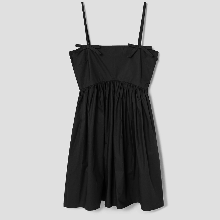 GANNI Cotton Poplin Strap Dress - Black
