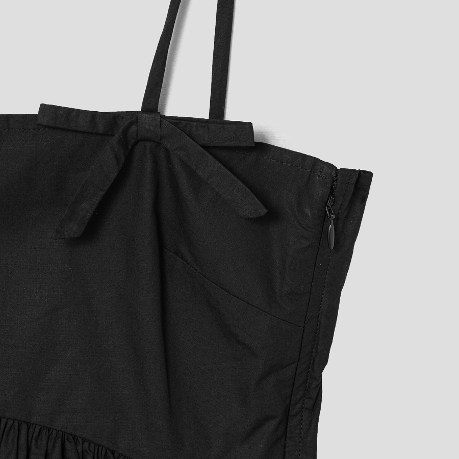 GANNI Cotton Poplin Strap Dress - Black