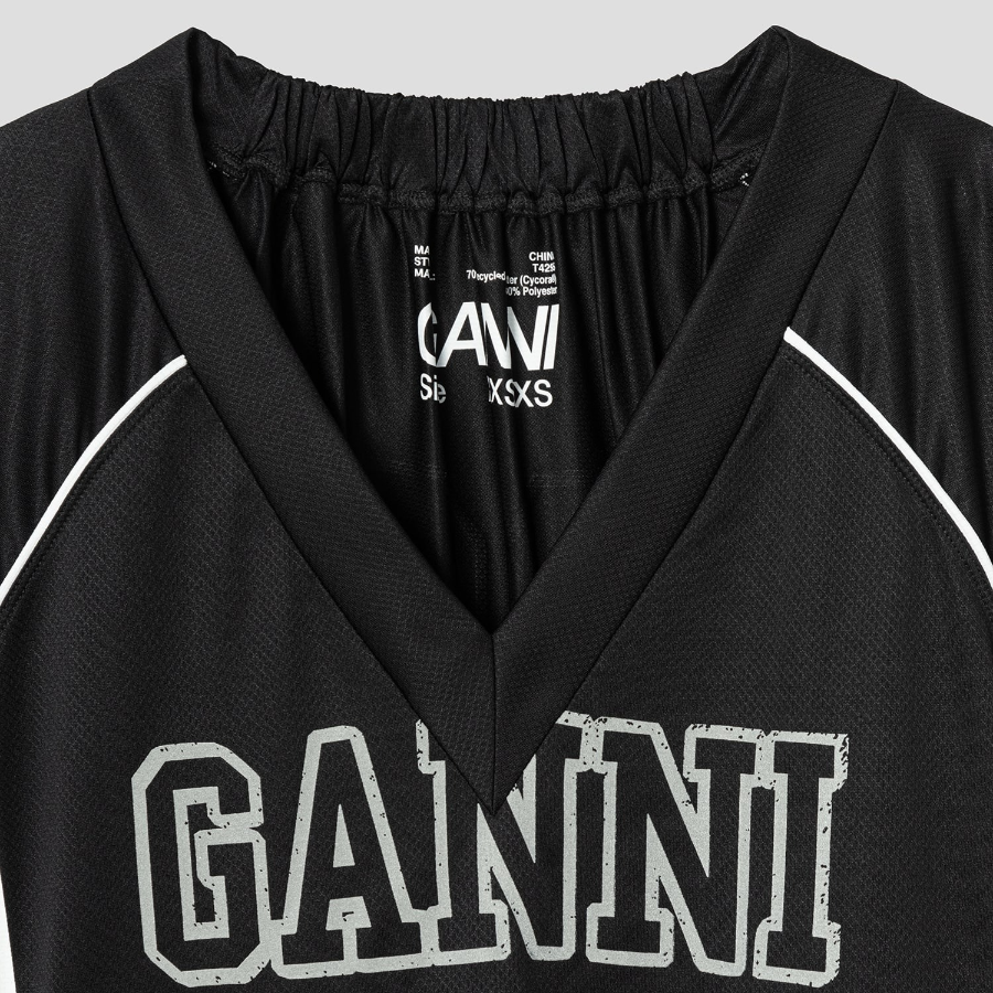 GANNI Future Mesh Oversized Mini Dress - Black