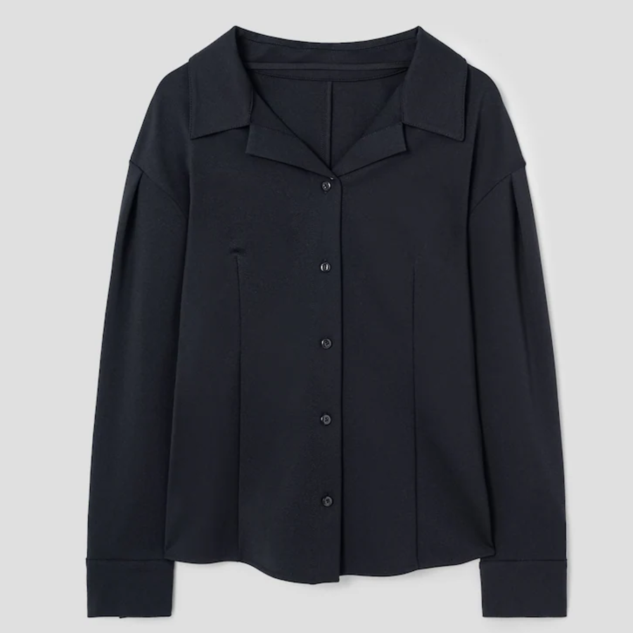 KUHO Open Collar Blouse - Navy