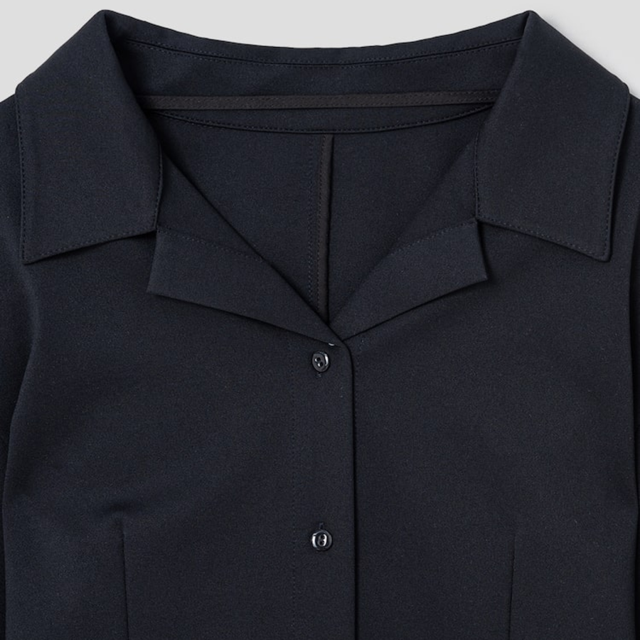 KUHO Open Collar Blouse - Navy