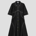 GANNI Cotton Poplin Long Shirt Dress - Black