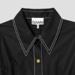 GANNI Cotton Poplin Long Shirt Dress - Black