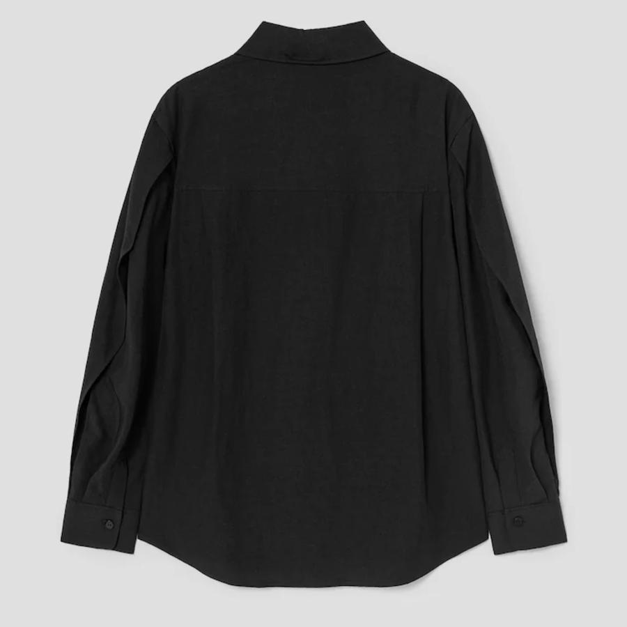 KUHO Shirt-Collar Blouse - Black