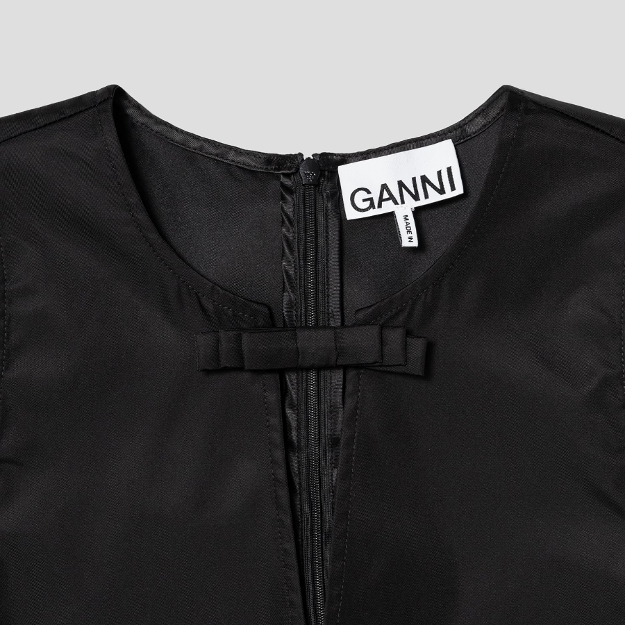 GANNI Duchesse Nylon Mini Dress - Black