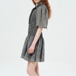 GANNI Sheer Fluid Check Mini Smock Dress - Black