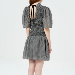 GANNI Sheer Fluid Check Mini Smock Dress - Black