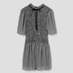 GANNI Sheer Fluid Check Mini Smock Dress - Black