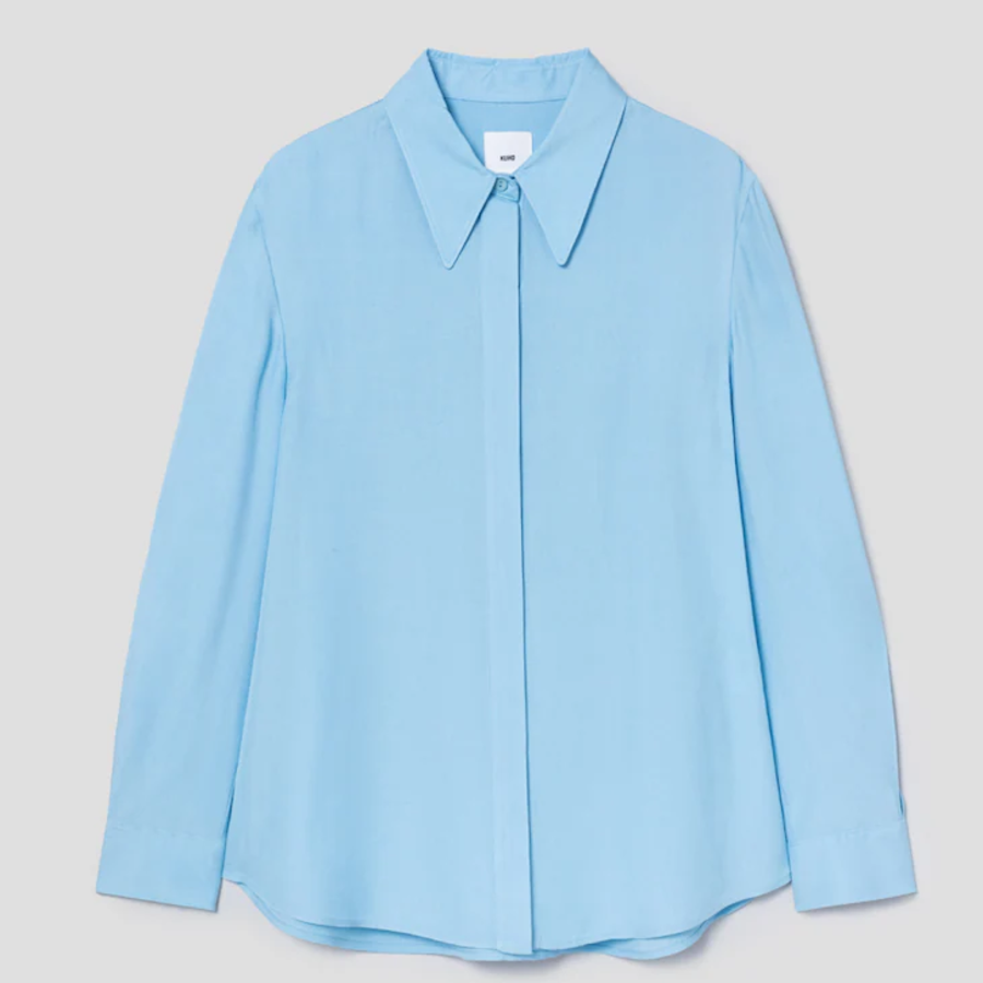 KUHO Shirt-Collar Blouse - Sky Blue