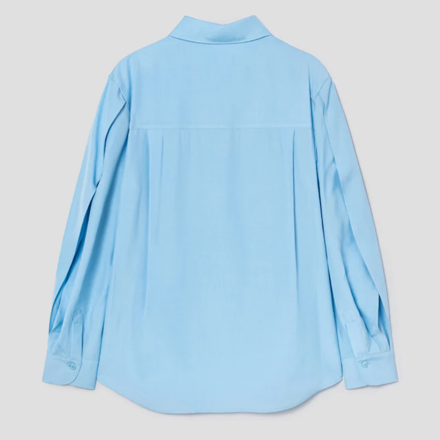 KUHO Shirt-Collar Blouse - Sky Blue