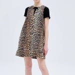 GANNI Duchesse Nylon Mini Dress - Brown