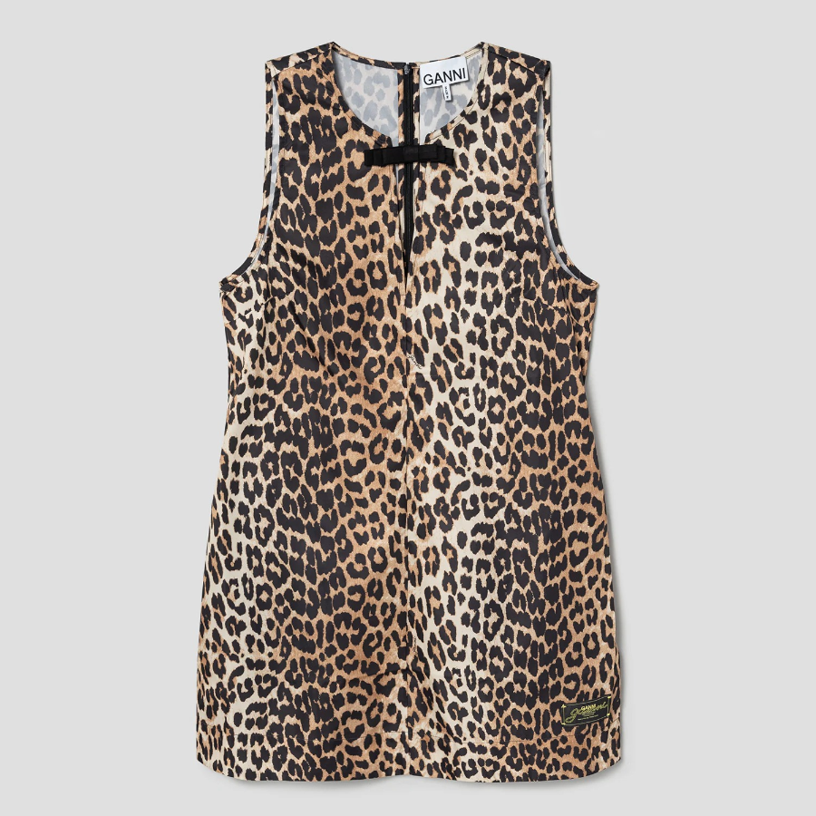 GANNI Duchesse Nylon Mini Dress - Brown