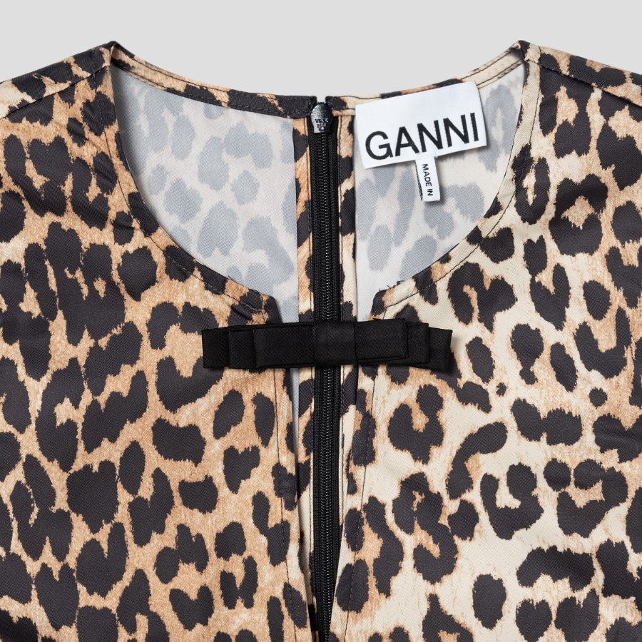 GANNI Duchesse Nylon Mini Dress - Brown