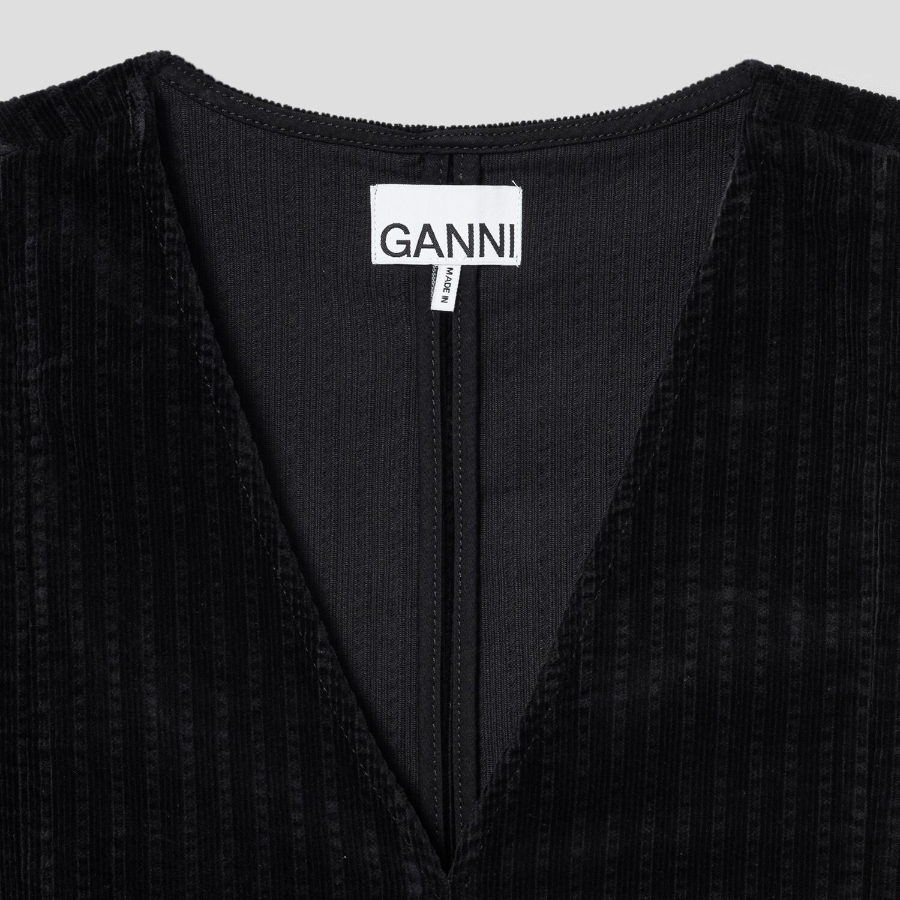 GANNI Stretch Corduroy Mini Dress - Black