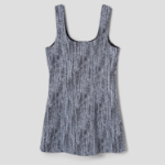 GANNI Cotton Tweed Mini Dress - Sky Blue