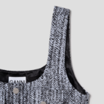 GANNI Cotton Tweed Mini Dress - Sky Blue