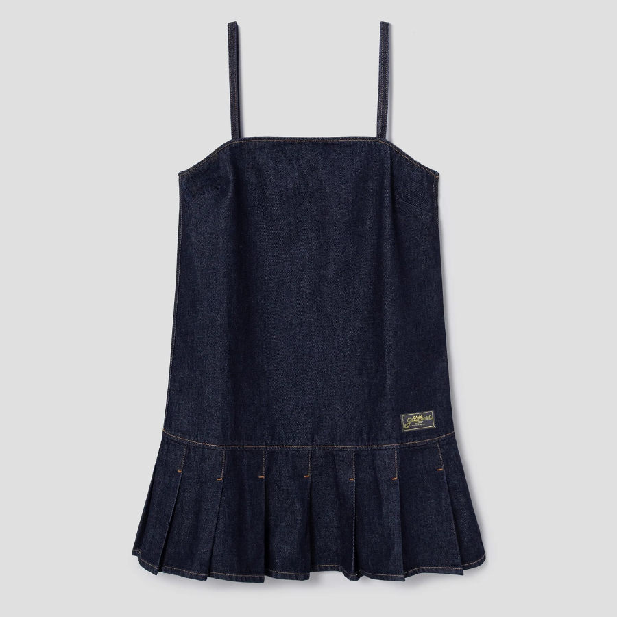 GANNI Rinse Denim Strap Mini Dress - Navy