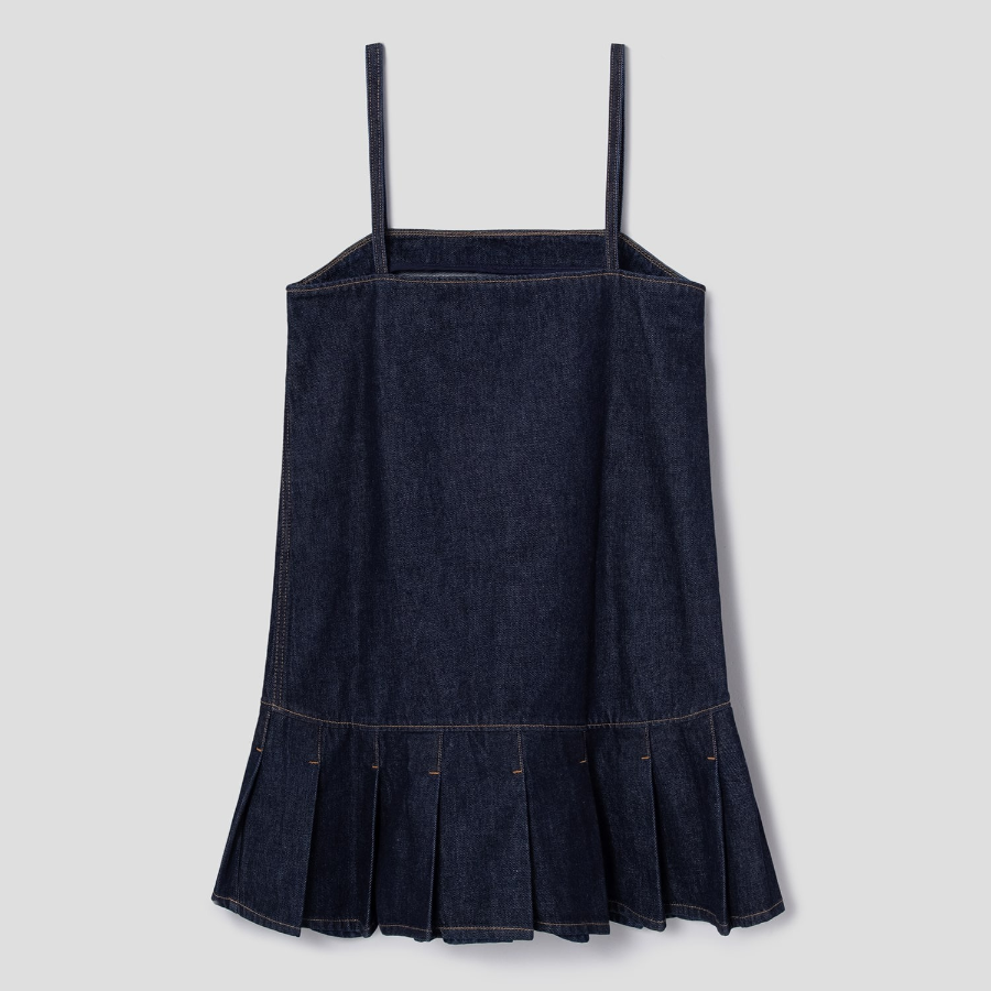 GANNI Rinse Denim Strap Mini Dress - Navy