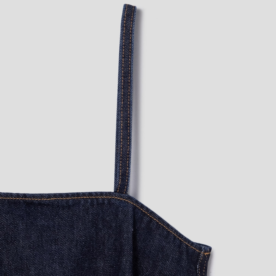 GANNI Rinse Denim Strap Mini Dress - Navy