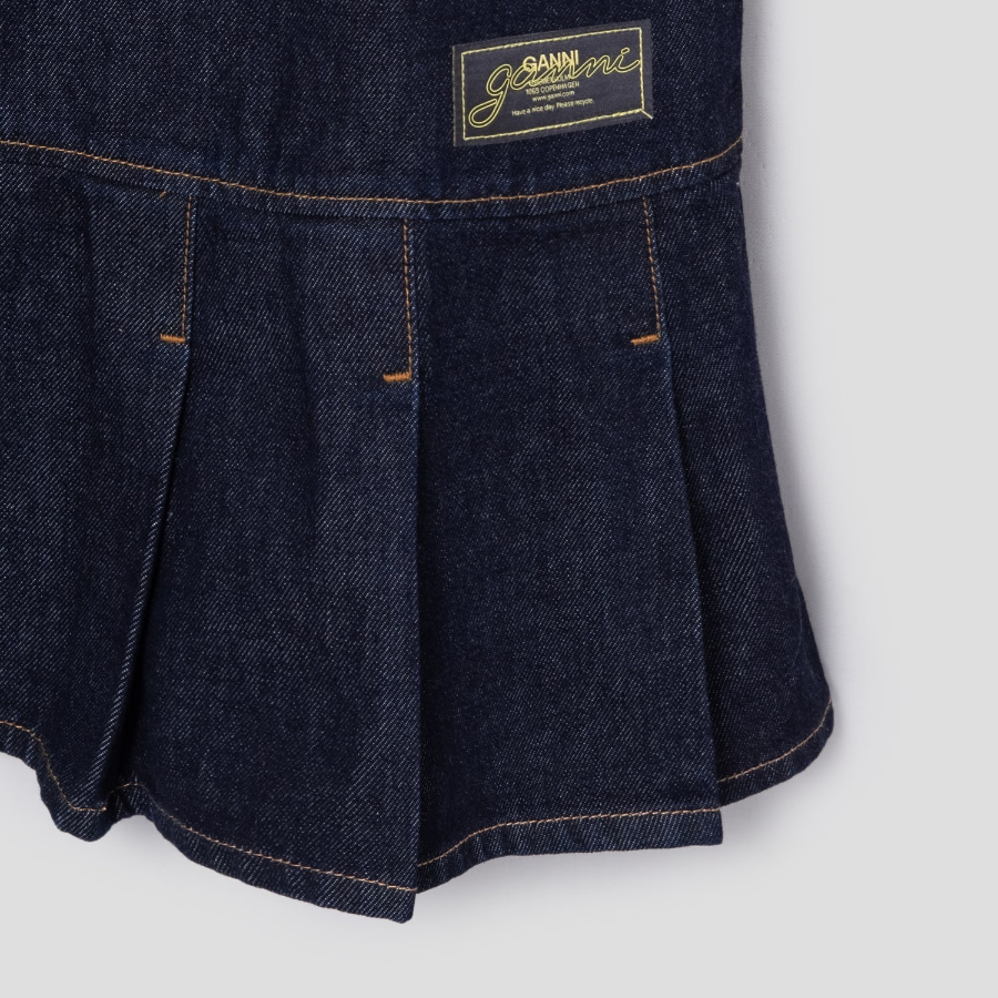 GANNI Rinse Denim Strap Mini Dress - Navy