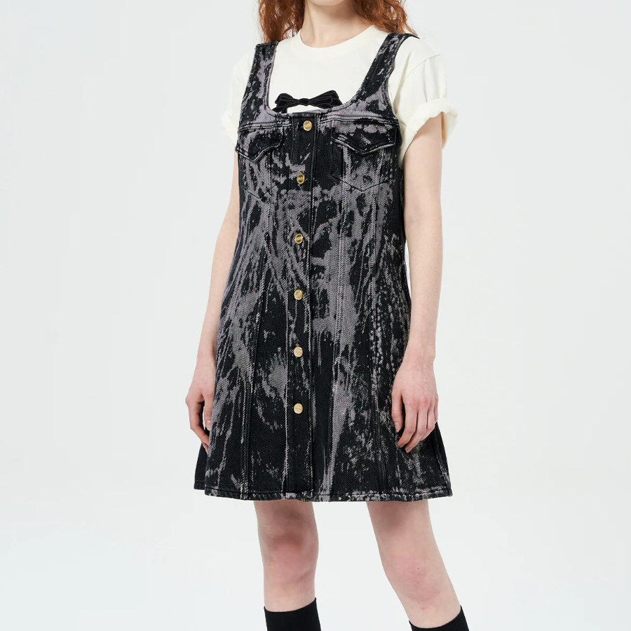 GANNI Heavy Denim Mini Dress - Black