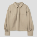 KUHO Cotton Blend Crop Blouse - Beige