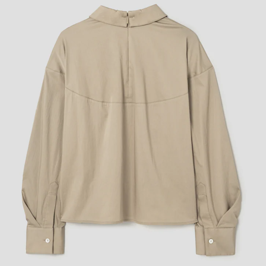 KUHO Cotton Blend Crop Blouse - Beige