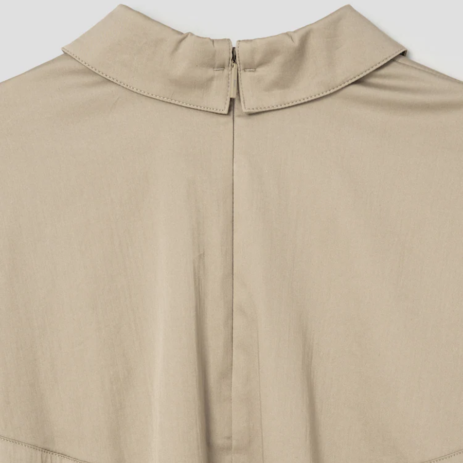 KUHO Cotton Blend Crop Blouse - Beige