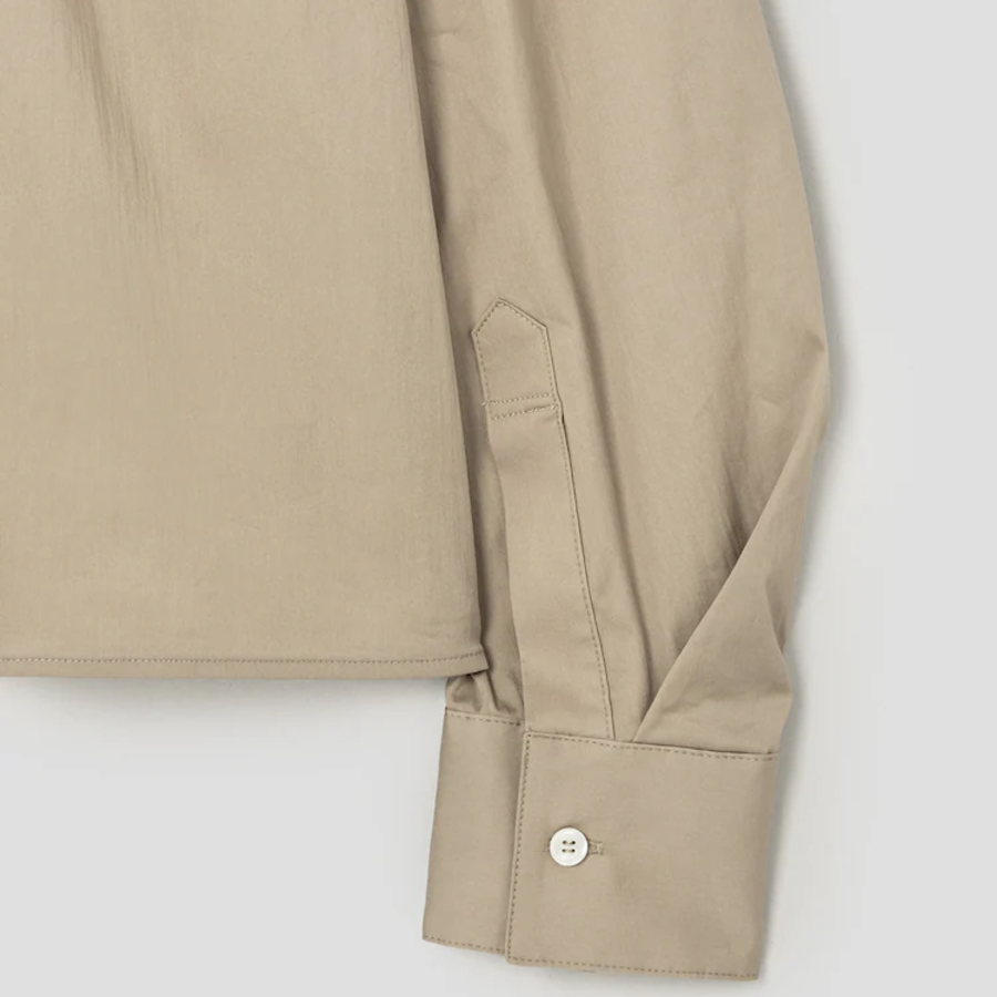 KUHO Cotton Blend Crop Blouse - Beige