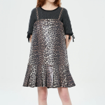 GANNI Foil Print Denim Strap Dress - Brown