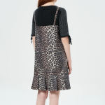 GANNI Foil Print Denim Strap Dress - Brown