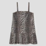 GANNI Foil Print Denim Strap Dress - Brown